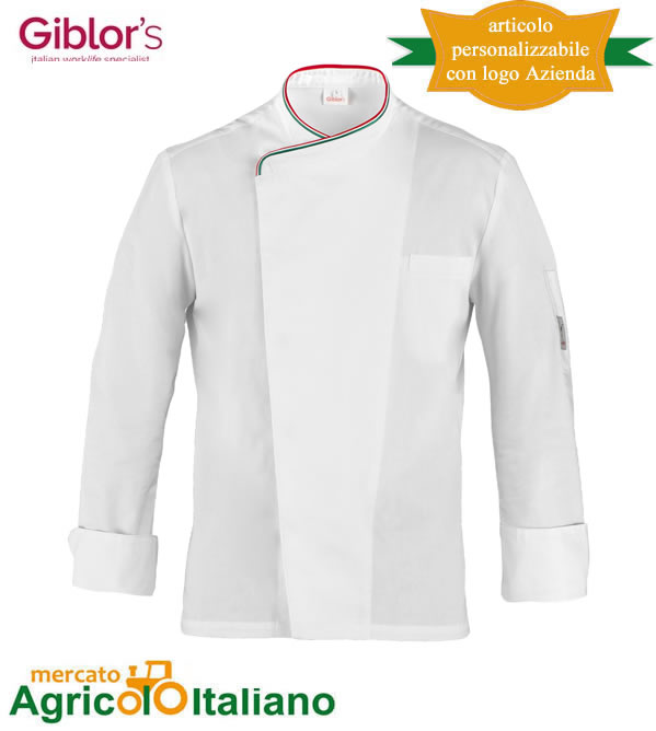 Casacca uomo Patrizio - Giblor's colore bianco tricolore per agriturismo