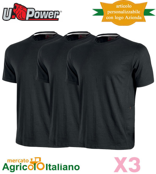 T-Shirt U-Power - slim fit mod. Road colore black carbon confezione da 3