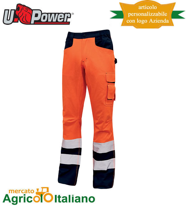 Pantalone alta visibilità U-Power Modello Hi-light Beacon arancione fluo